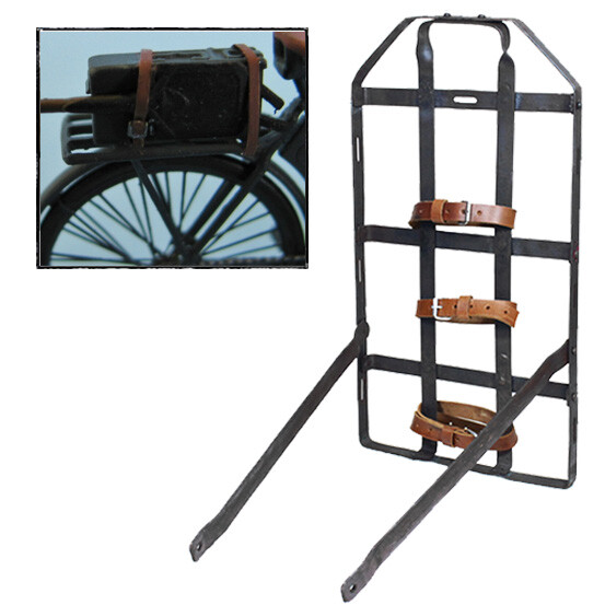 WW2 Repro German Fahrrad Bike Rack Bicycle Metal leather Canister Holder NEW