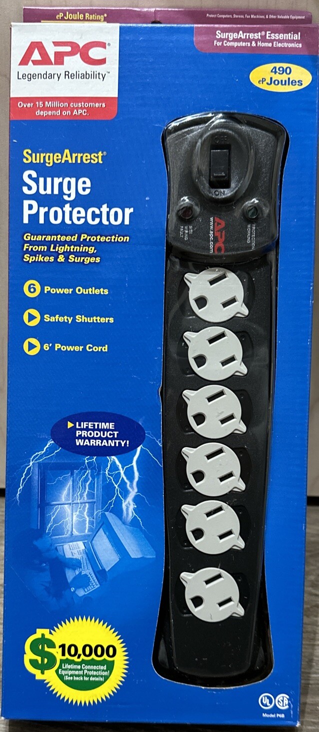 APC SURGE ARREST PROTECTOR 6 POWER OUTLETS ELECTRIC 490J