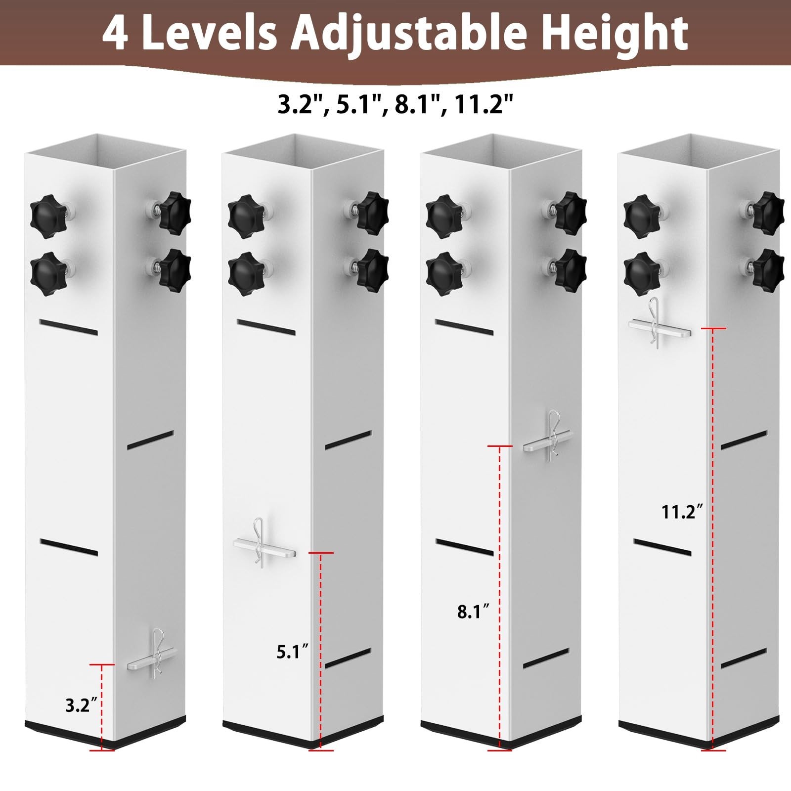 4 Pcs Carbon Steel Dorm Bed Risers 3.15" Diameter Metal Bed Riser Tall Bed Ri...