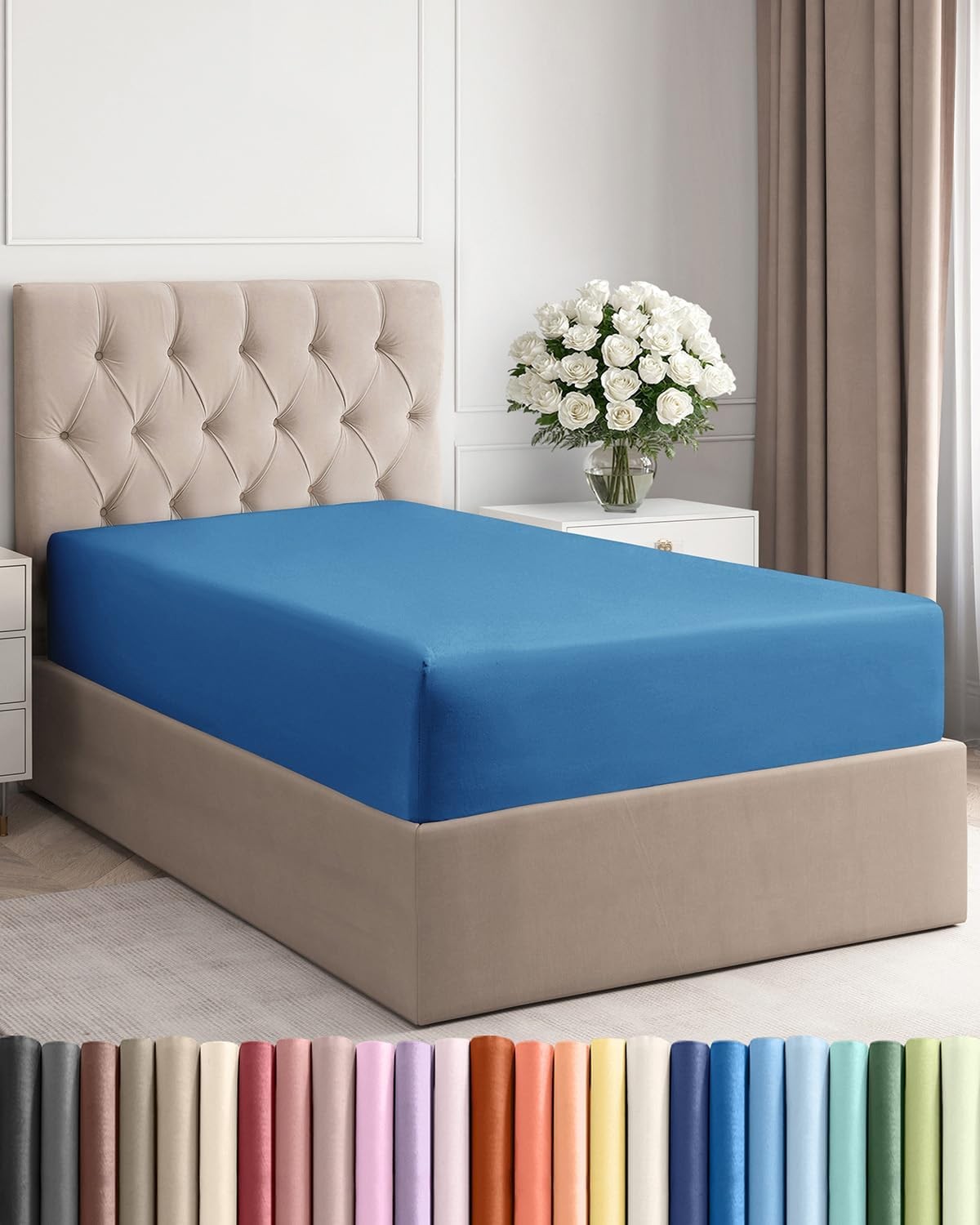 Twin Fitted Bed Sheet Bottom Single Fitted Sheet Only Soft Hotel Luxury Bedding