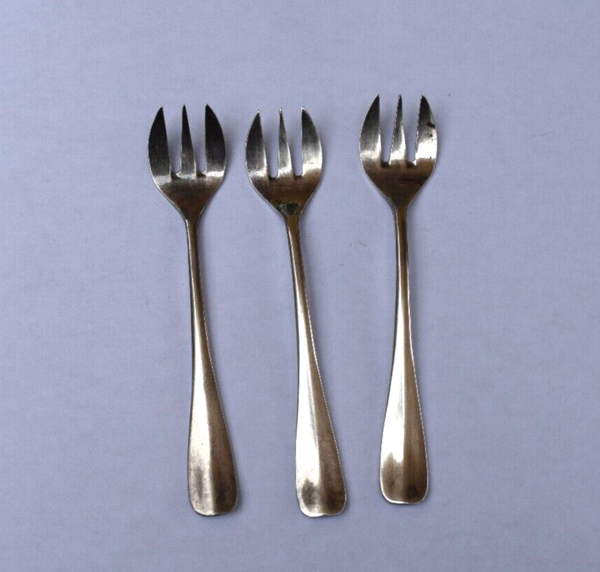 Set of 3 Vtg Sm Silver Plate  DJ Japan Dinner Relish Tray Olive Forks
