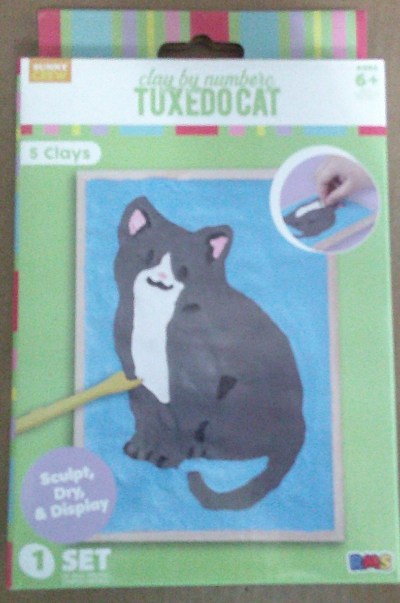 NEW sunny crew CLAY BY NUMBER kit TUXEDO CAT KIT 5 clays sculpt dry & display