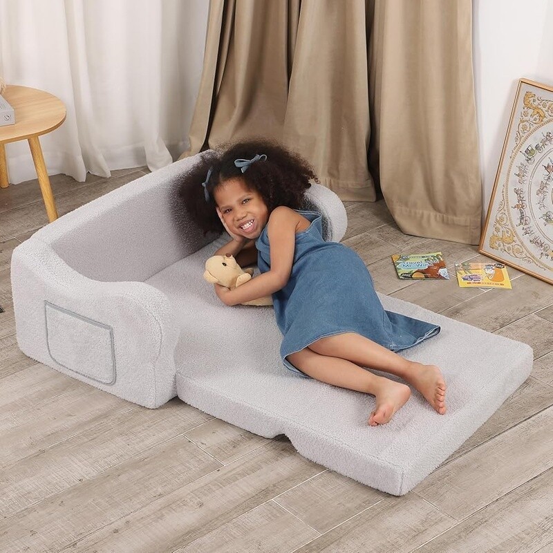 Extra Wide Toddler Chair 2-in-1 Fold Out Lounger Kids Sofa Convertible Couch New