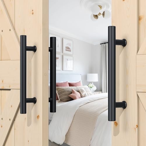 1'' Sliding Barn Door Handle, Double-Sided Set Pack | Push Pull 2 Black