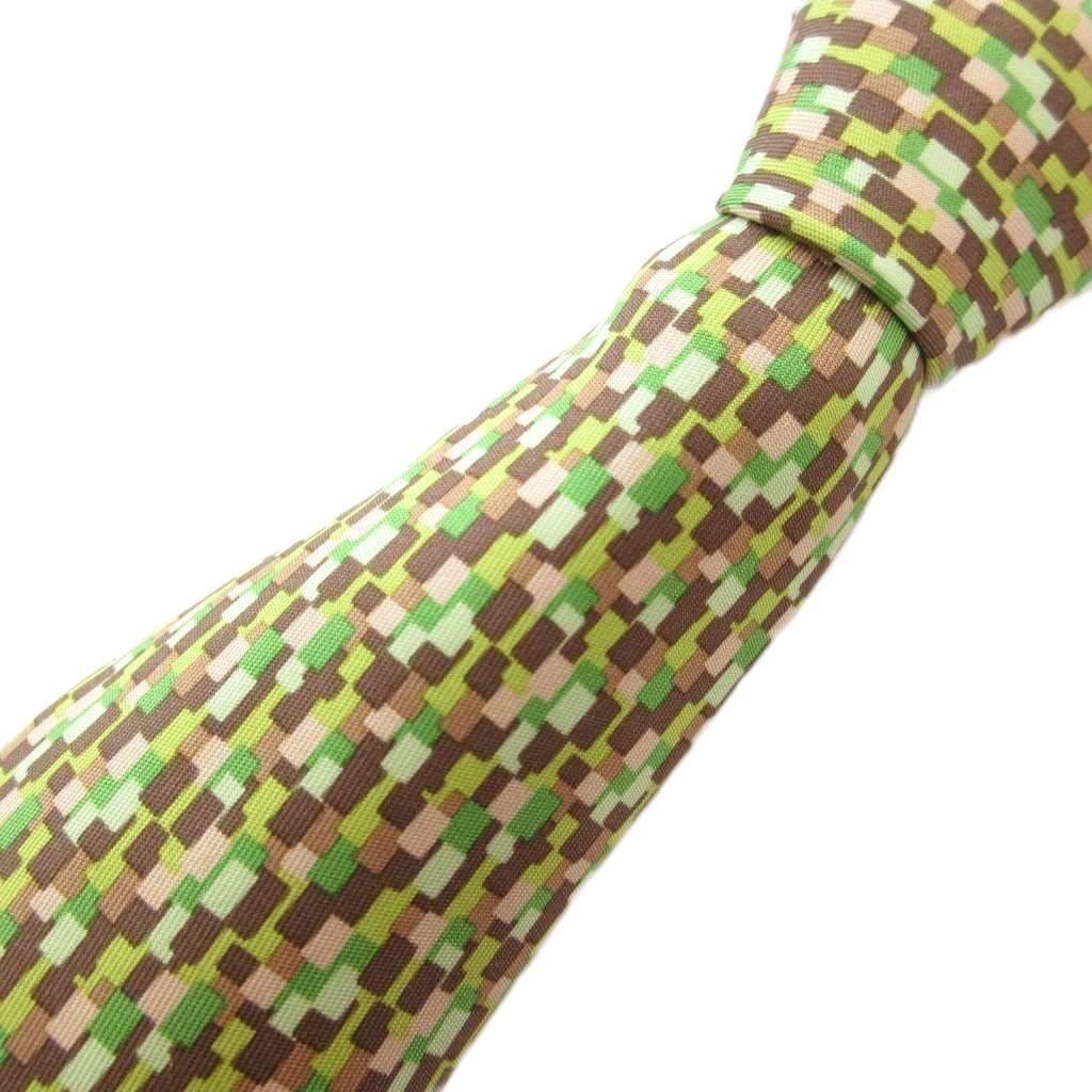 HERMES Excellent Condition Tie Regular Tie All Over Logo Silk Green AE GY47 Men