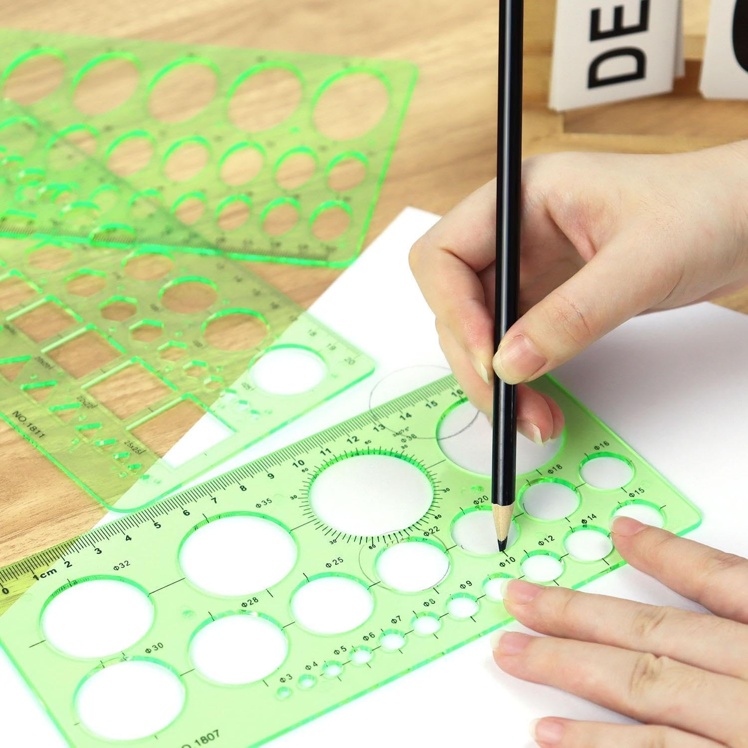 4 Pcs Drawing Template Drafting Stencil Ruler Circle and Oval Templates Plast...