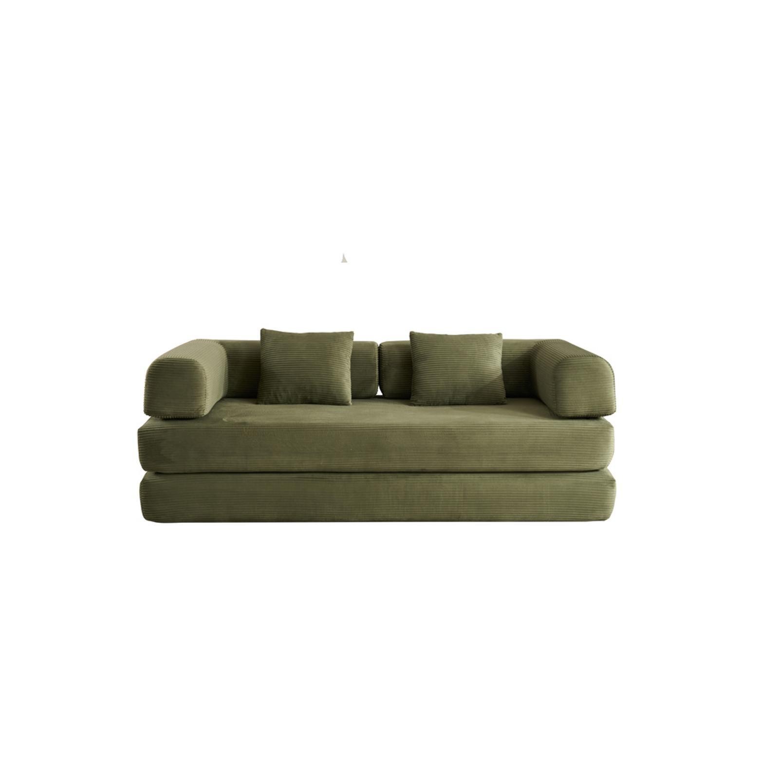 Green Folding Sleeper Sofa with Premium Corduroy Fabric & 800 lb. Weight