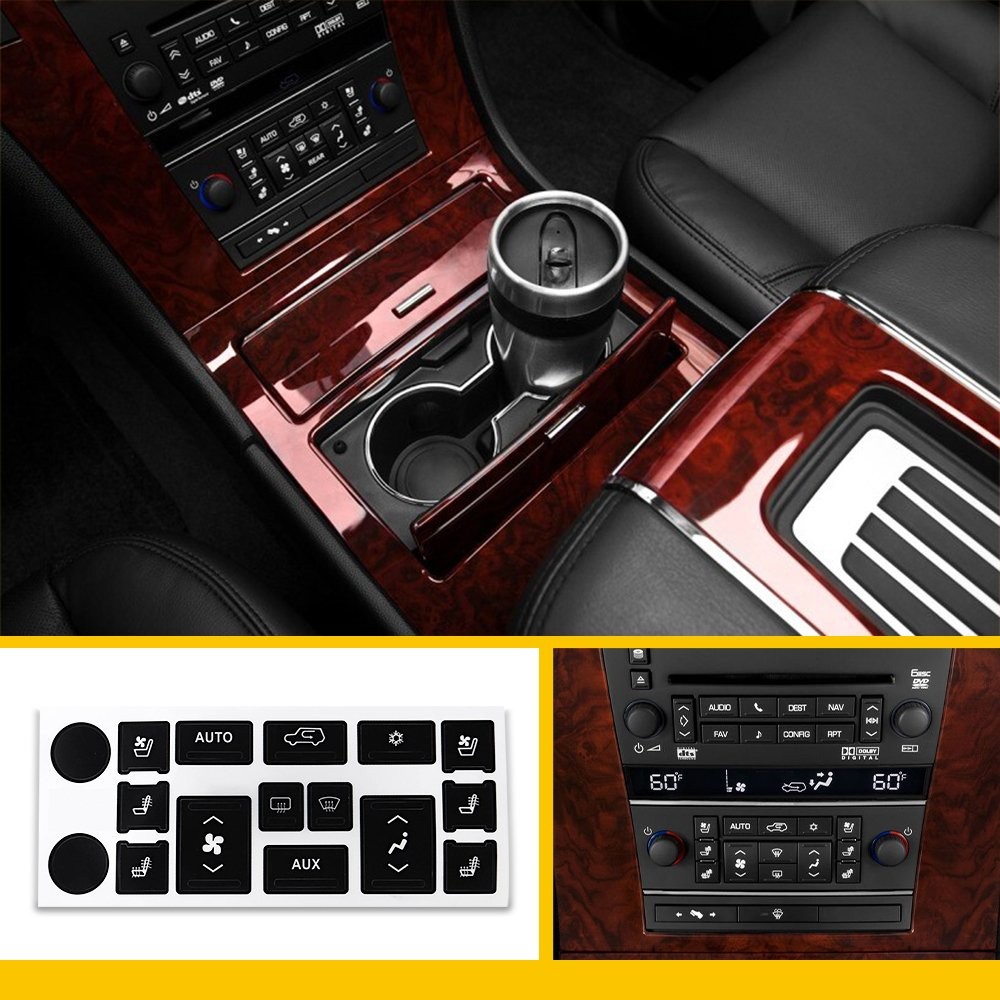 Control Knobs Audio Radio + Climate Button Sticker Repair For Escalade Cadillac