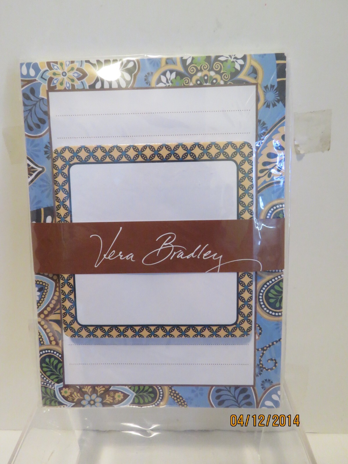 NIP Vera Bradley Note Pad Set with Sticky Notes Bali Blue
