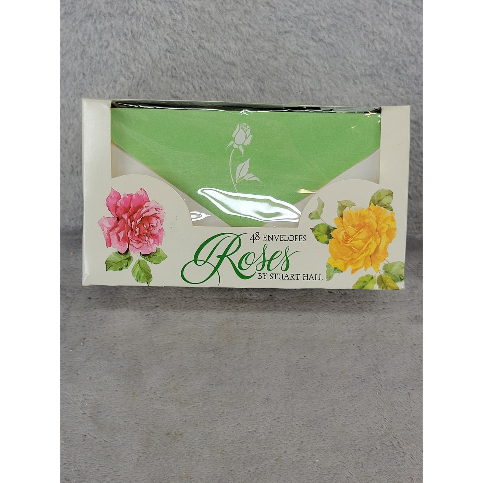 Stuart Hall Roses Green Envelopes 48 Count Vintage Floral Stationery 6967