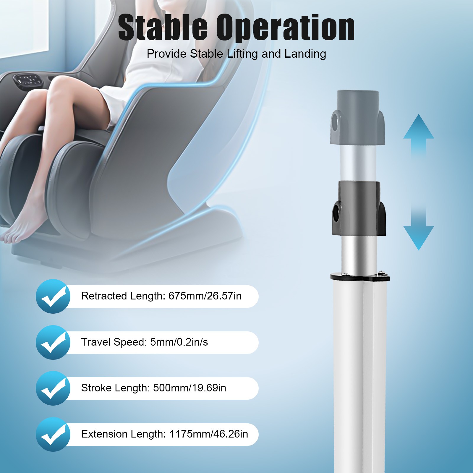 6000N Electric Linear Actuator, 500mm Stroke Linear Actuator with 12V DC Motor