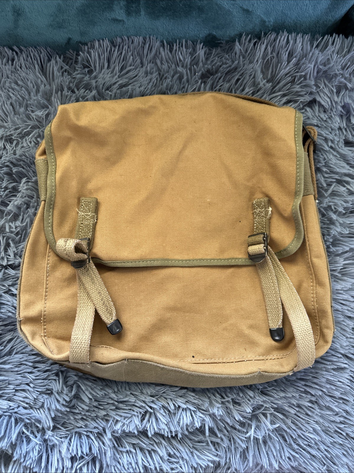 Vintage WWII M1941 Style Mustard Yellow Canvas Messenger Pack Bag