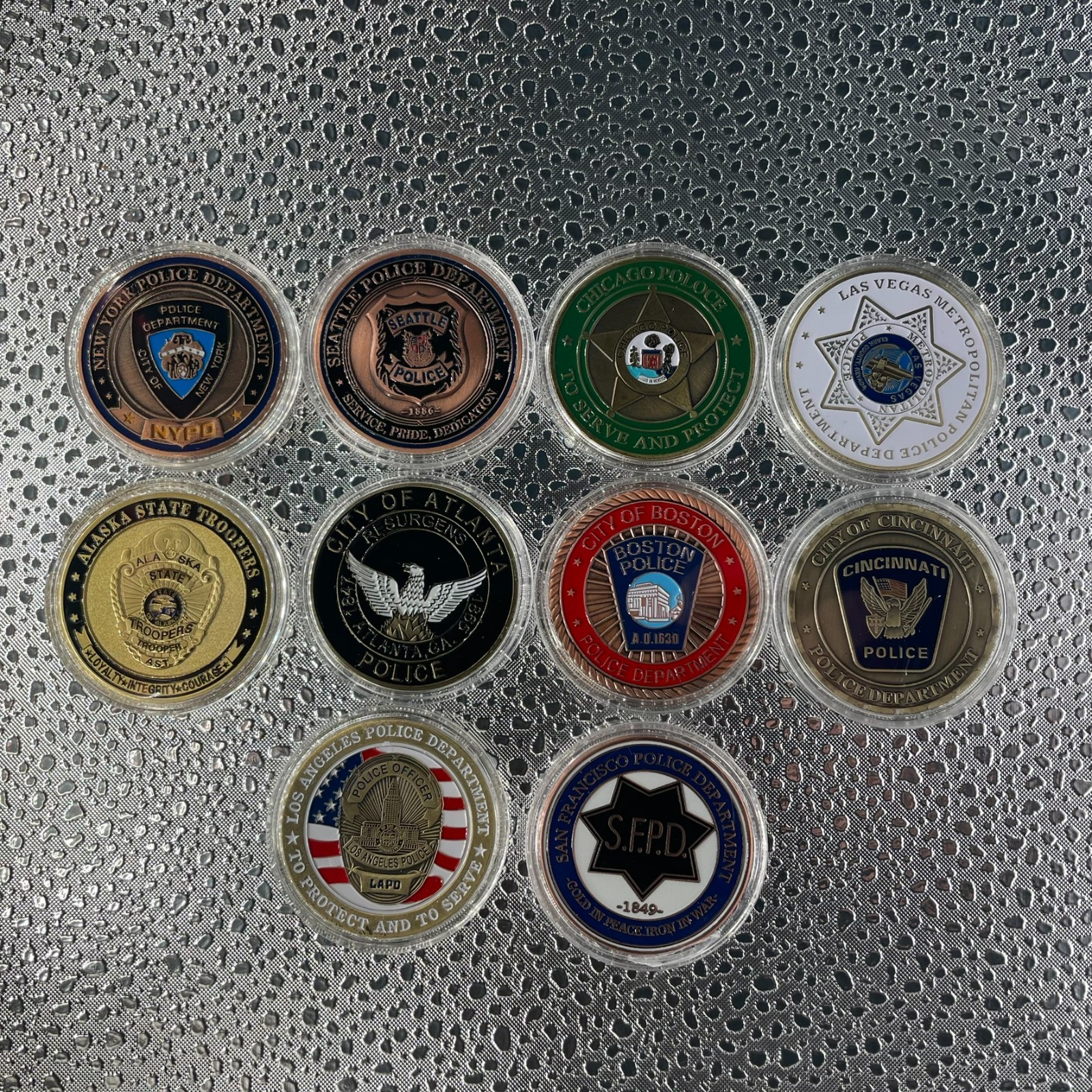 10 Police Department Challenge Coins Chicago Los Angles Las Vegas New York
