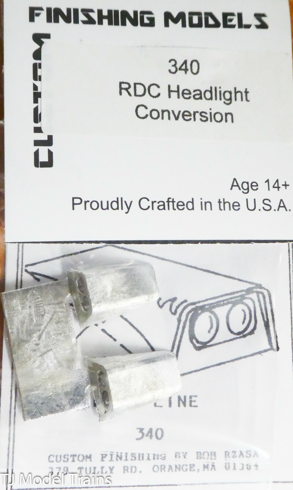Custom Finishing Models HO #340 RDC Headlight Conversion (White Metal)
