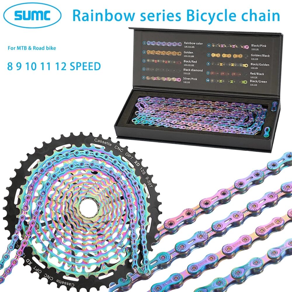 For Shimano KMC 11 Speed SUMC SX11SL Light MTB Road Bicycle Bike Rainbow Chain