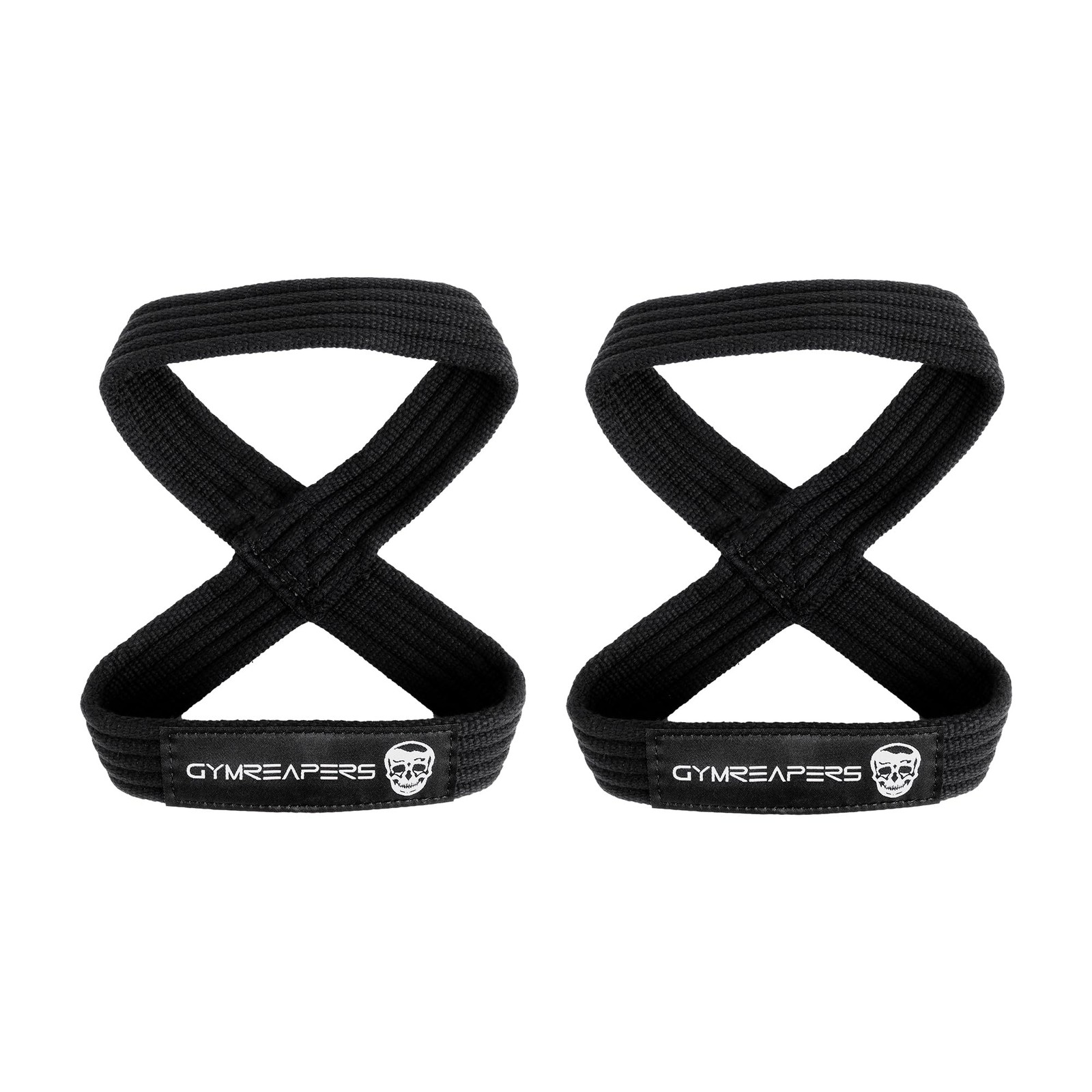Gymreapers Figure 8 Lifting Straps for Deadlift, Powerlifting, Large, Black