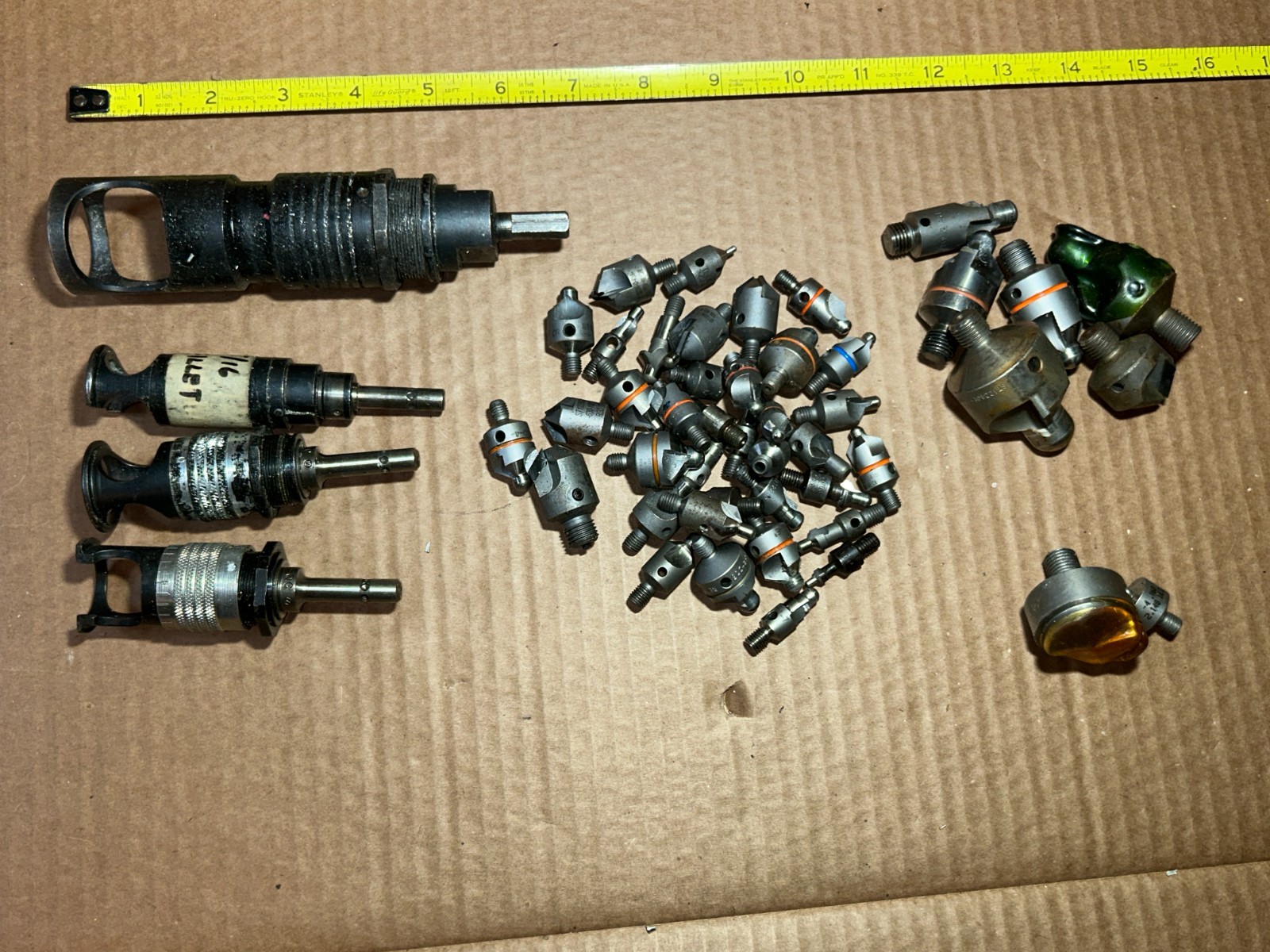 Lot Of 4 Microstop countersink cages with countersink cutters and rivet shavers