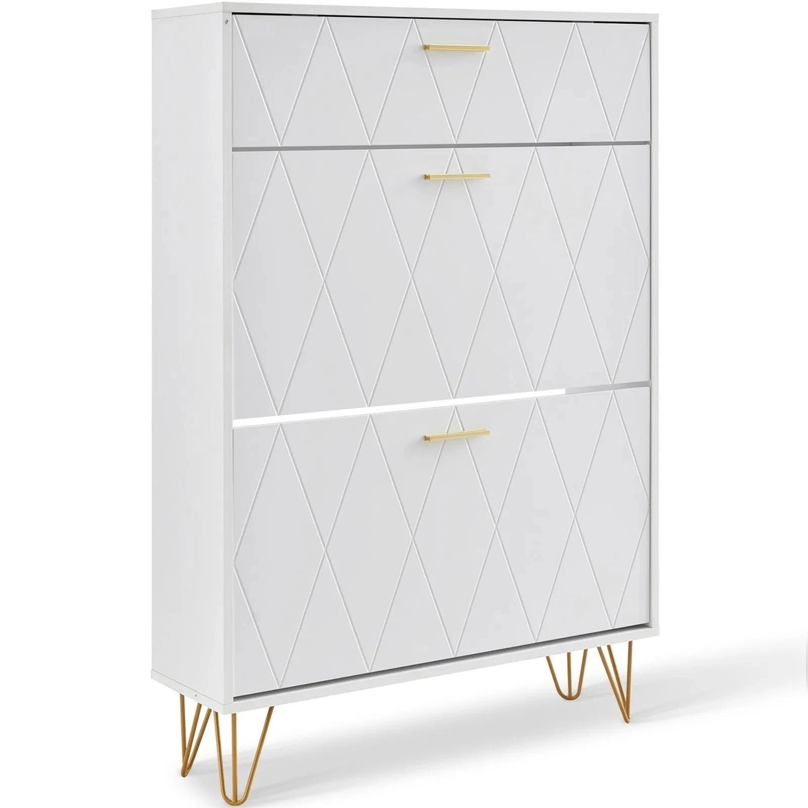 Shoe Cabinet with 3 Flip Drawers Shoe Storage Cabinet for Entryway Free Standing