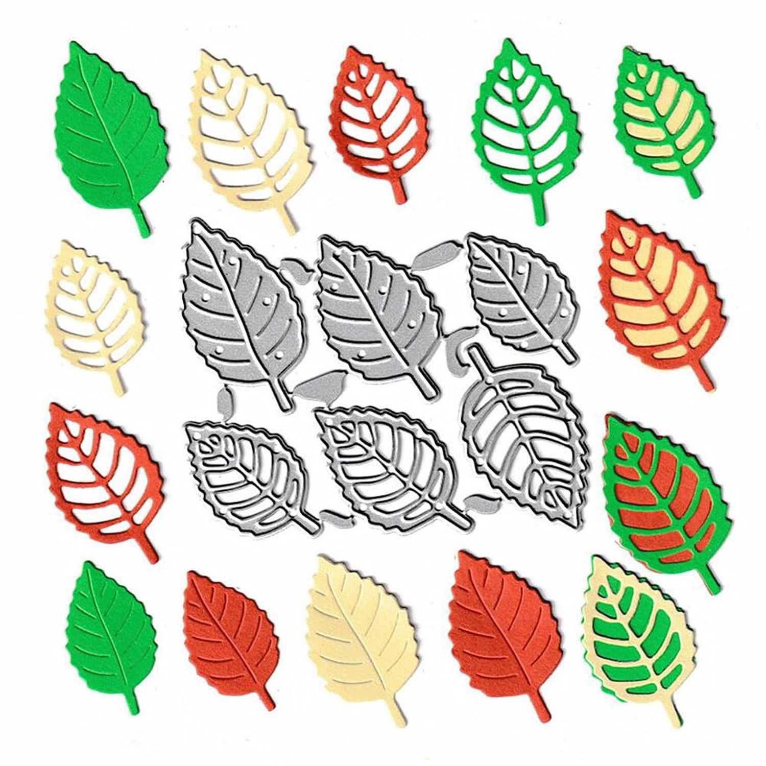 6pcs 3D Leaves Cutting Dies, Foliage Leaf Die Cuts Metal Embossing Stencils T...