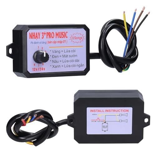 Car Horn Controller, 12-24V Adjustable Volume Levels Customizable 12 Sounds