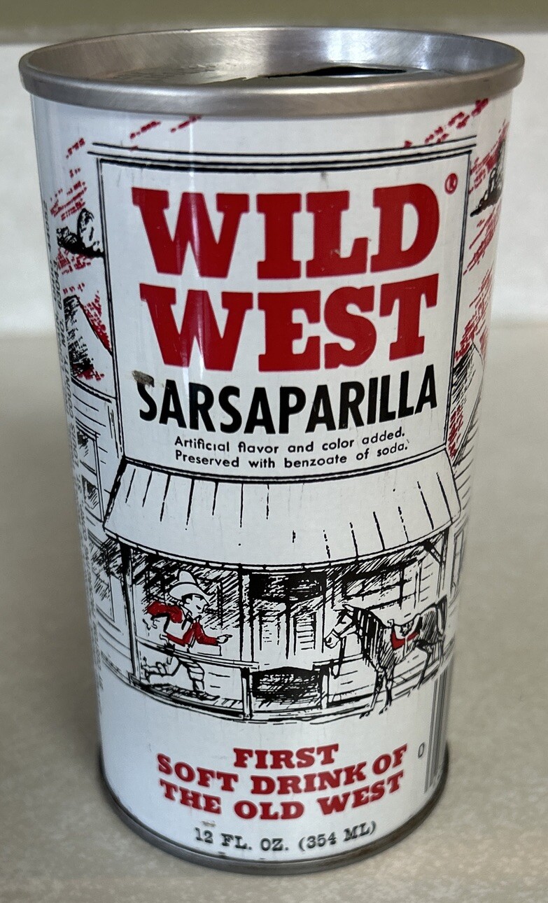 Vintage WILD WEST SARSAPARILLA First Soft Drink of the Old West 12 Oz. Empty Can