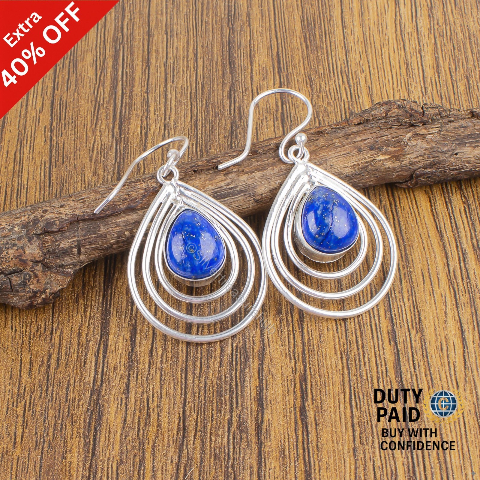 Cyber Monday Sale Lapis Lazuli Gemstone 925 Sterling Silver New Earrings Jewelry