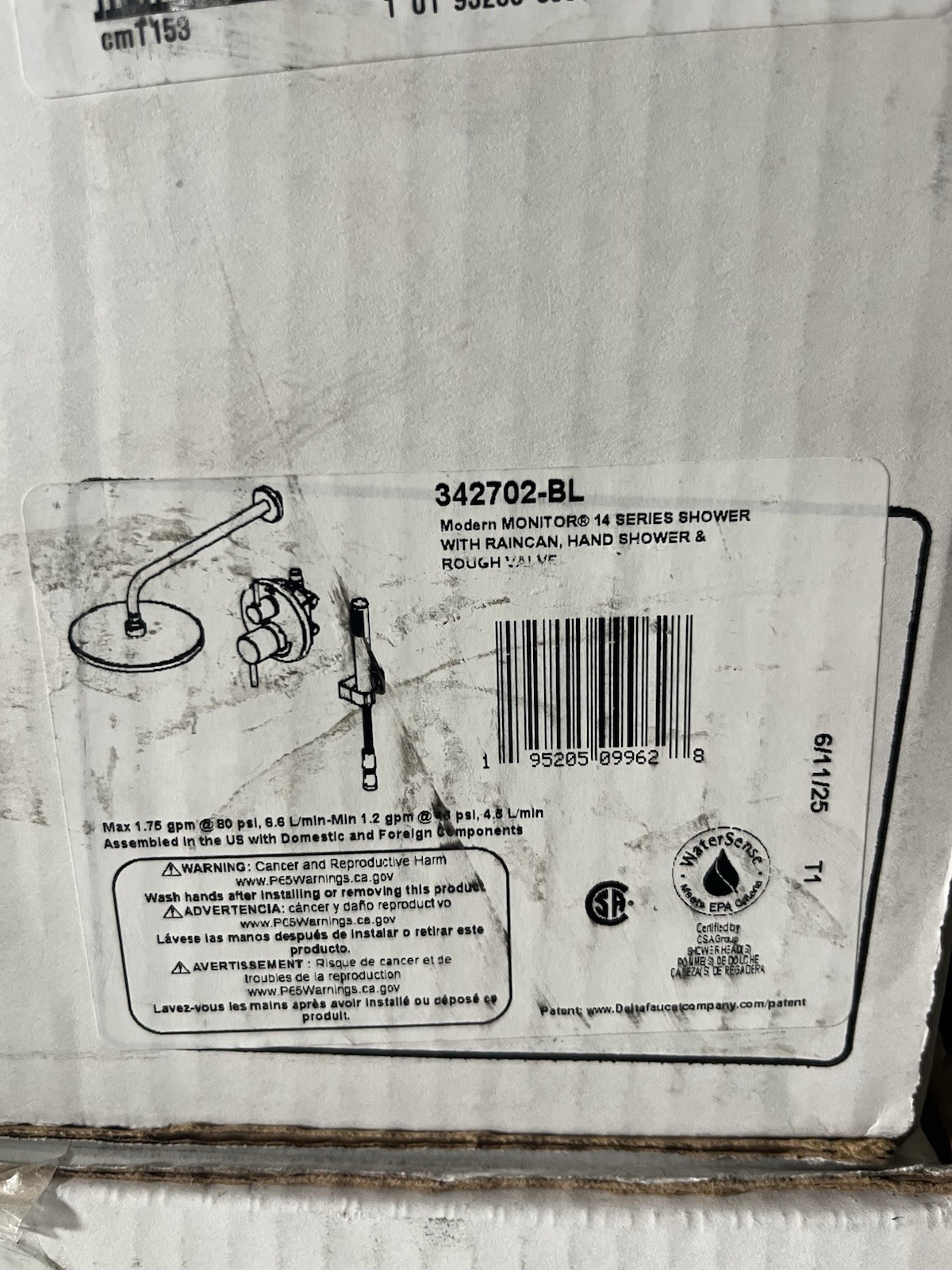 NEW Delta 342702-BL Modern Shower System Matte Black 2-handle 10-in w/ valve NIB