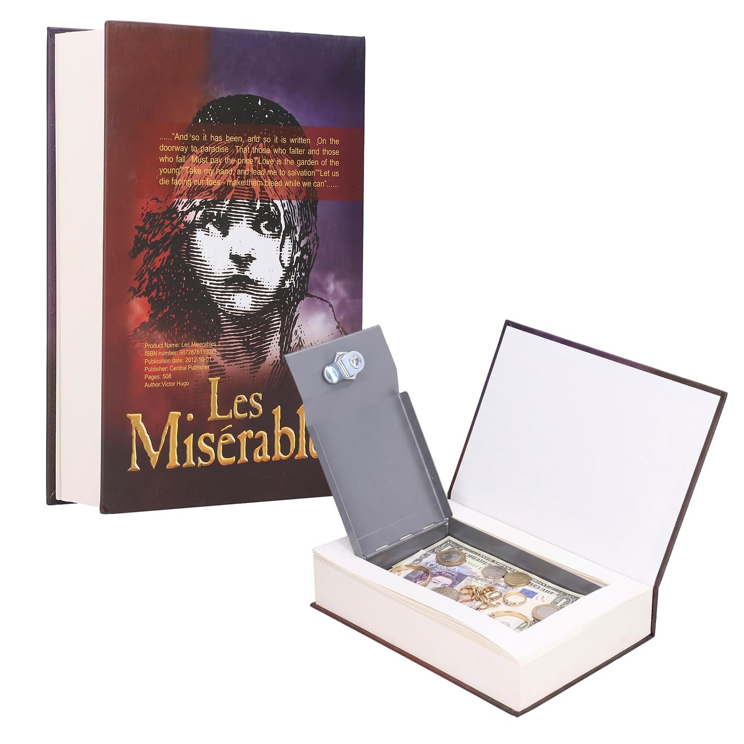 Dictionary Book Safe with Combination Lock and 2 Keys 22 x 15 x 4.5 cm - Dive...