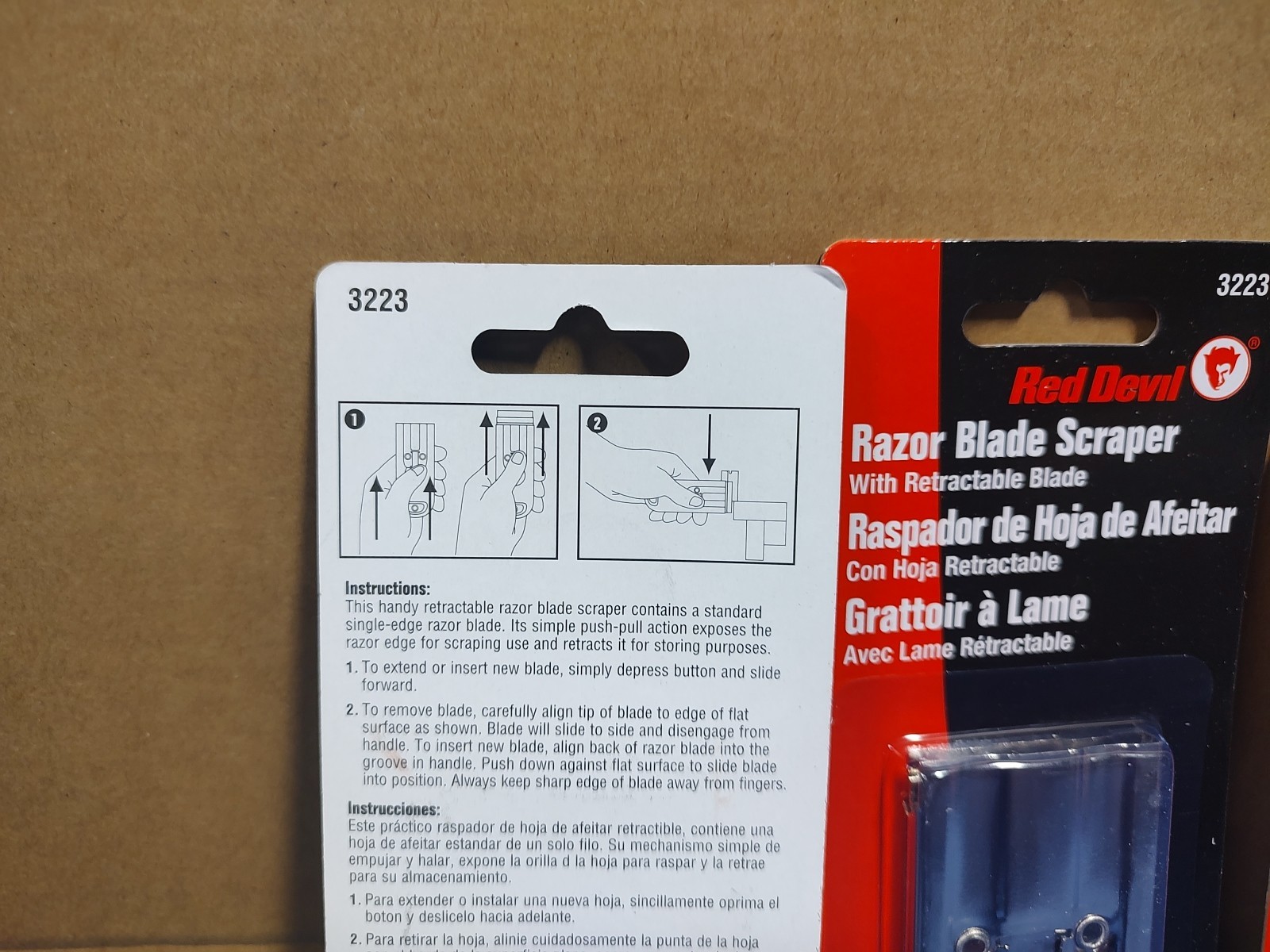 RED DEVIL Retractable Razor Blade Scraper Paint Stickers Glass 3223 - 3 PACK