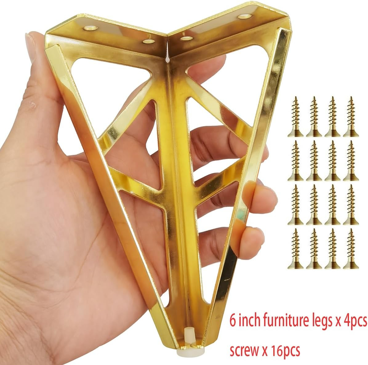 6 Inch Gold Furniture Legs Heavy Duty Metal Furniture Feet, Golden Sofa/Cabinet/