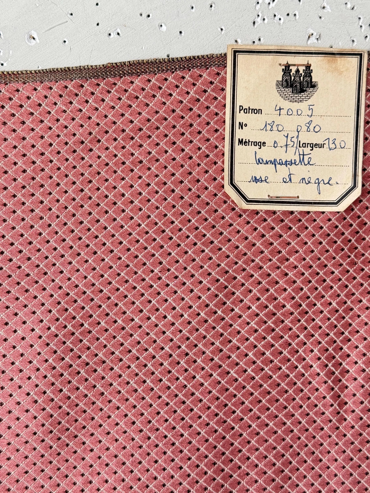 24x24 Antique French fabric sample swatch Fortin vintage silk unused document w