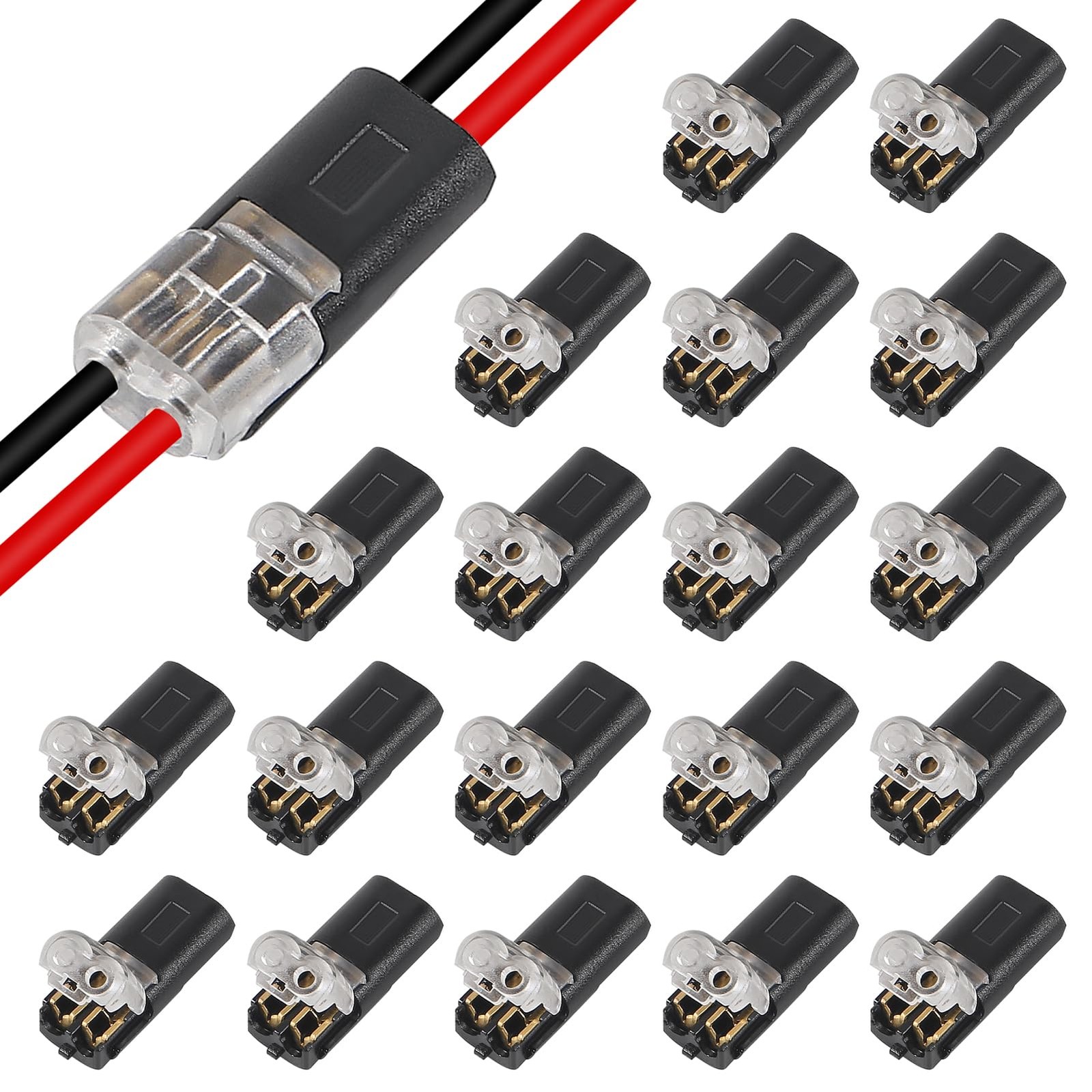 20 Pcs 2-Pin Low Voltage Wire Plug-In Connectors with Locking Buckle Lock Grip