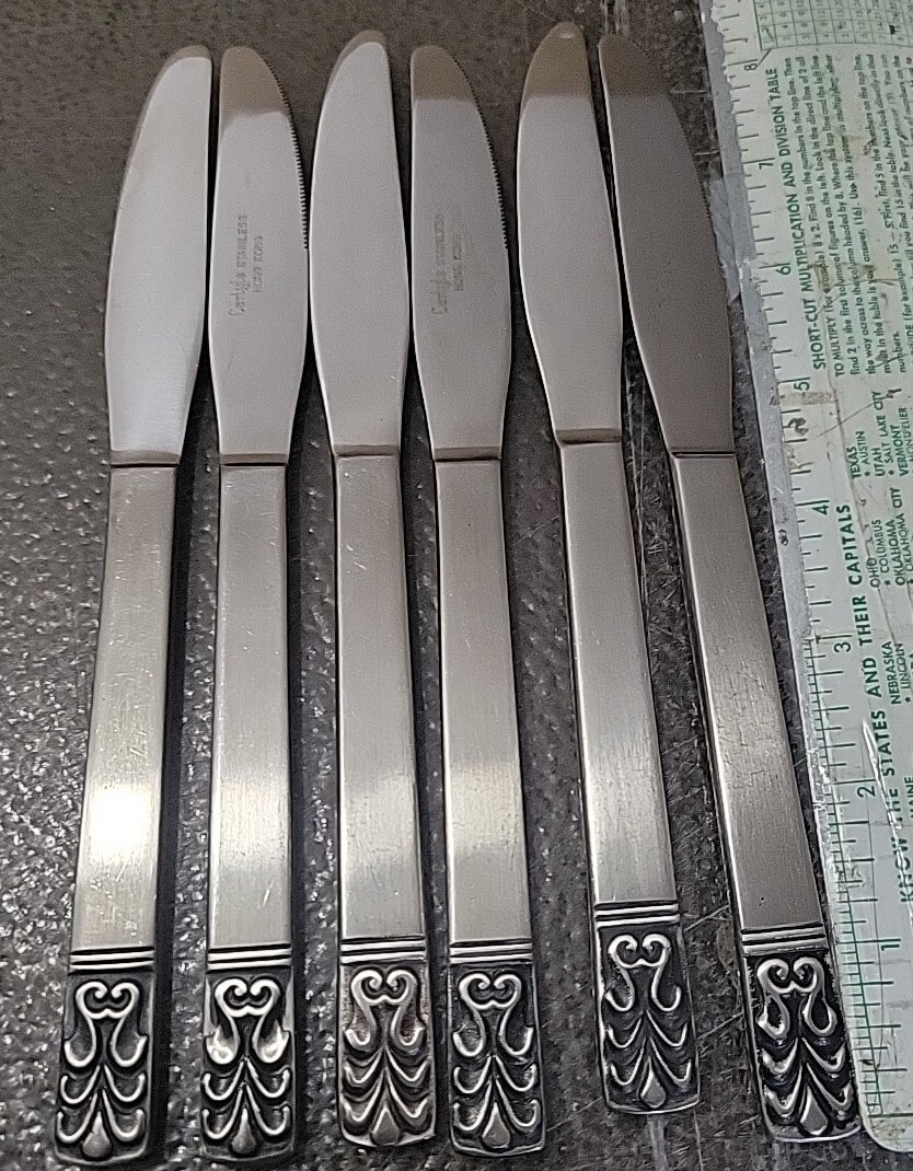 Carlyle Cameo Stainless Hong Kong 6 Vintage Dinner Knives