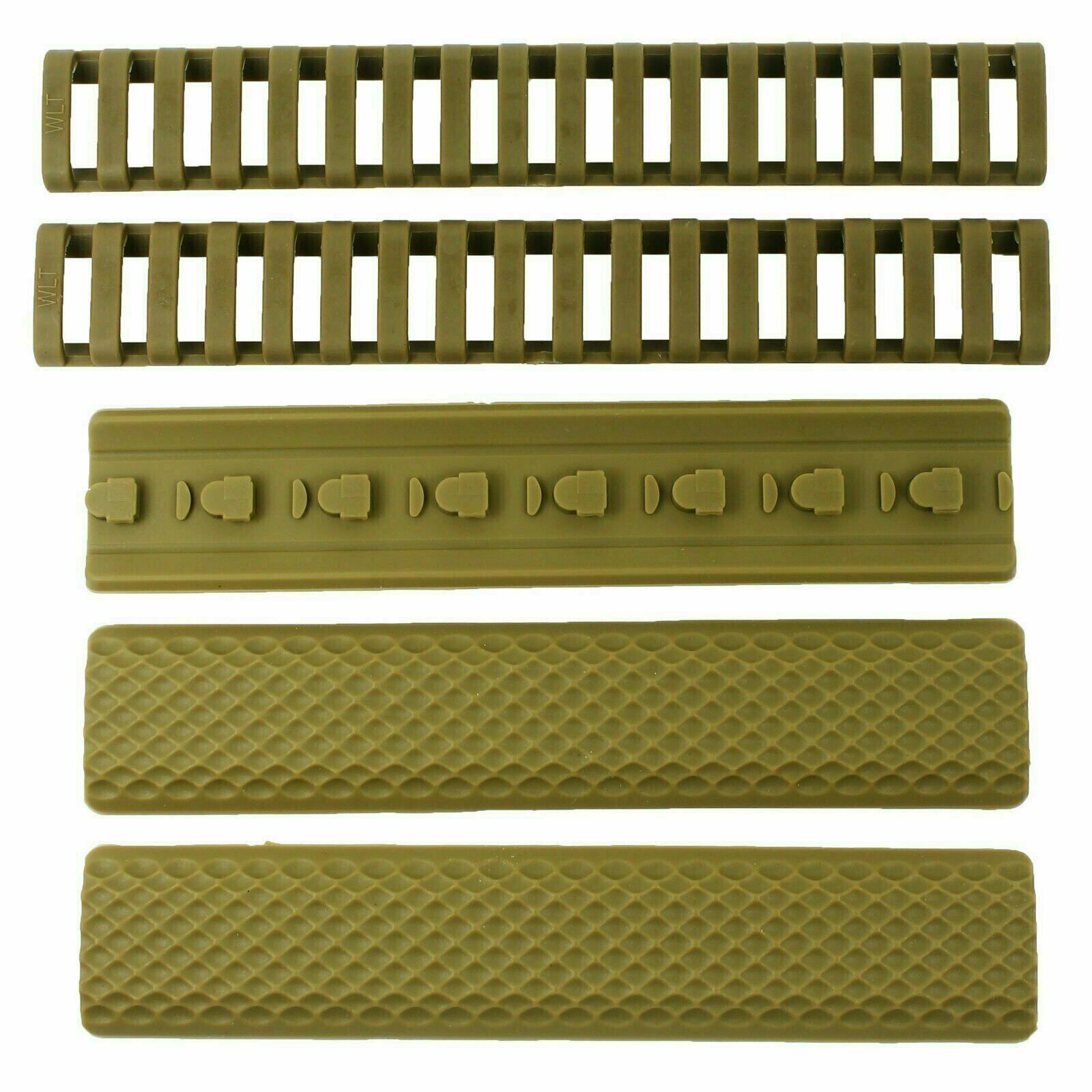 3X Textured Keymod Rubber Panel Covers + 2X Picatinny Ladder Rail Cover - TAN