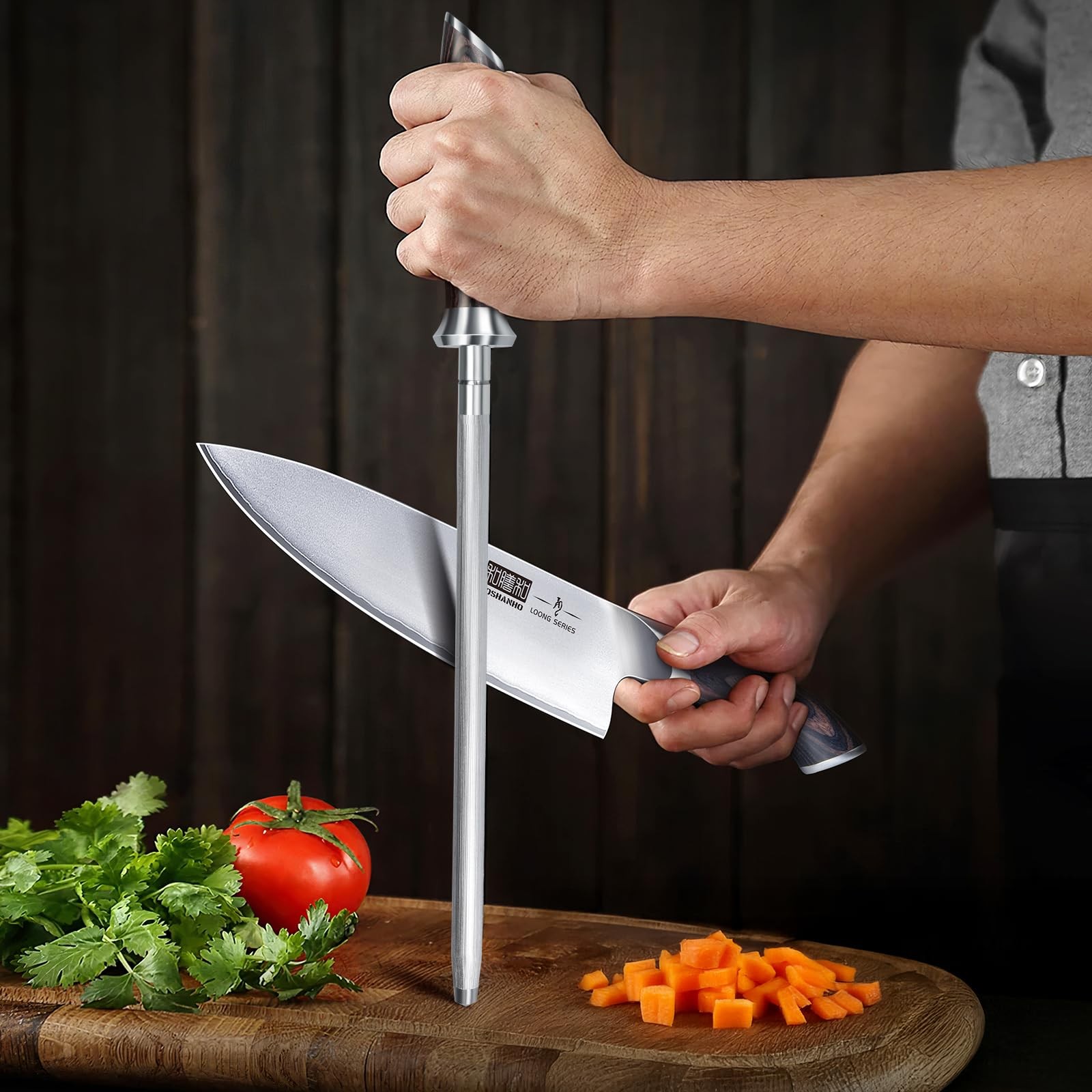 Honing Rod, 10 Inch Professional Kitchen Knife Sharpener Rod