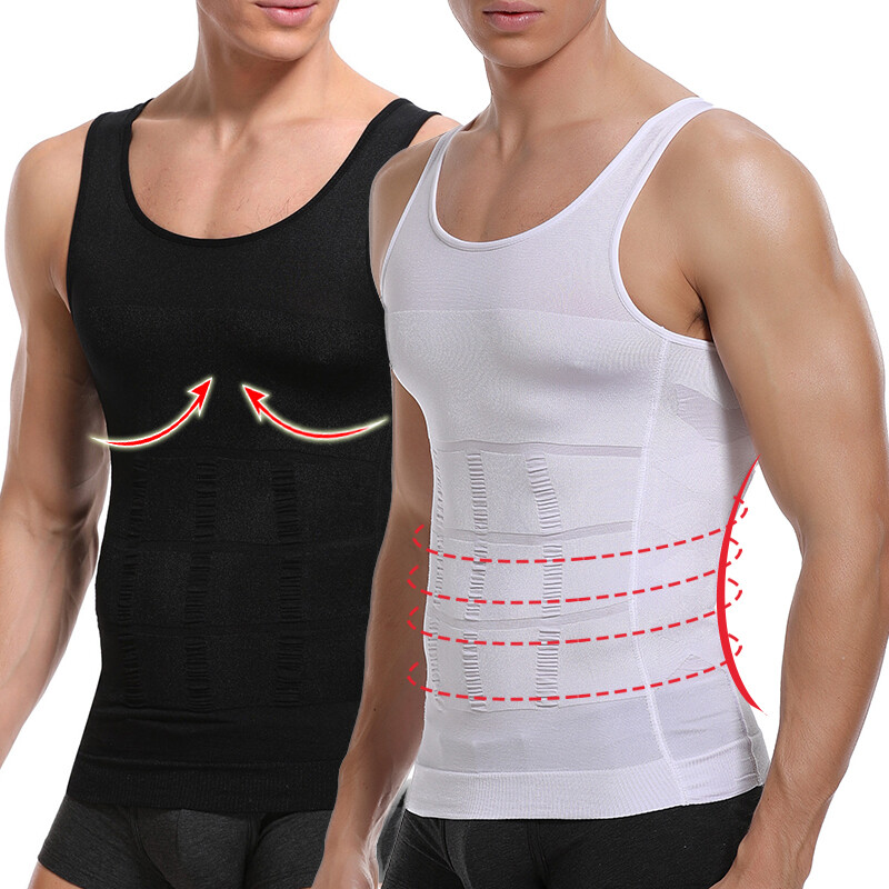 Men's Slimming Body Shaper Belly Chest Gynecomastia Compression T-Shirt Tank Top
