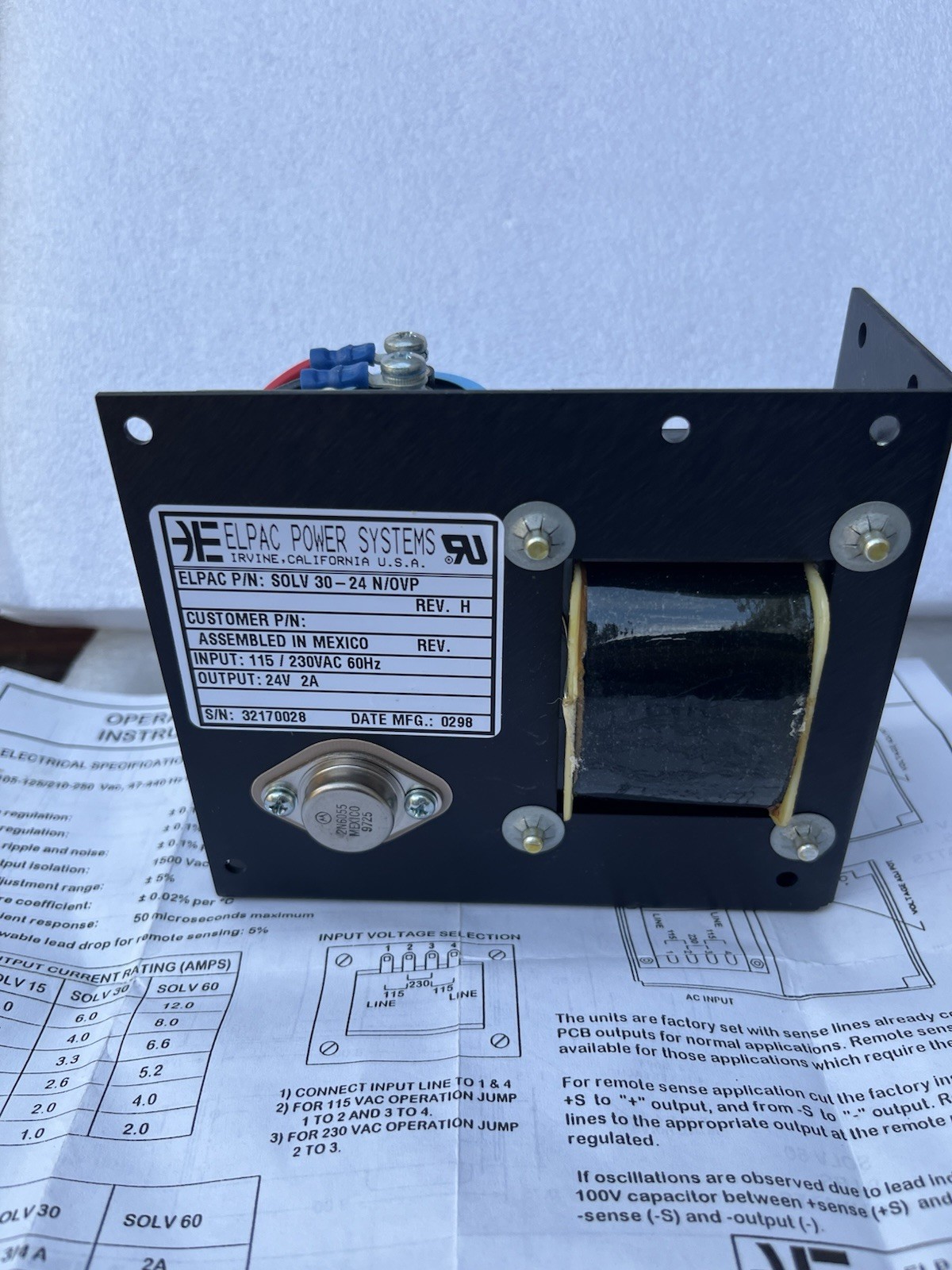 ELPAC POWER SYSTEMS SOLV30-24 N/OVP NEW