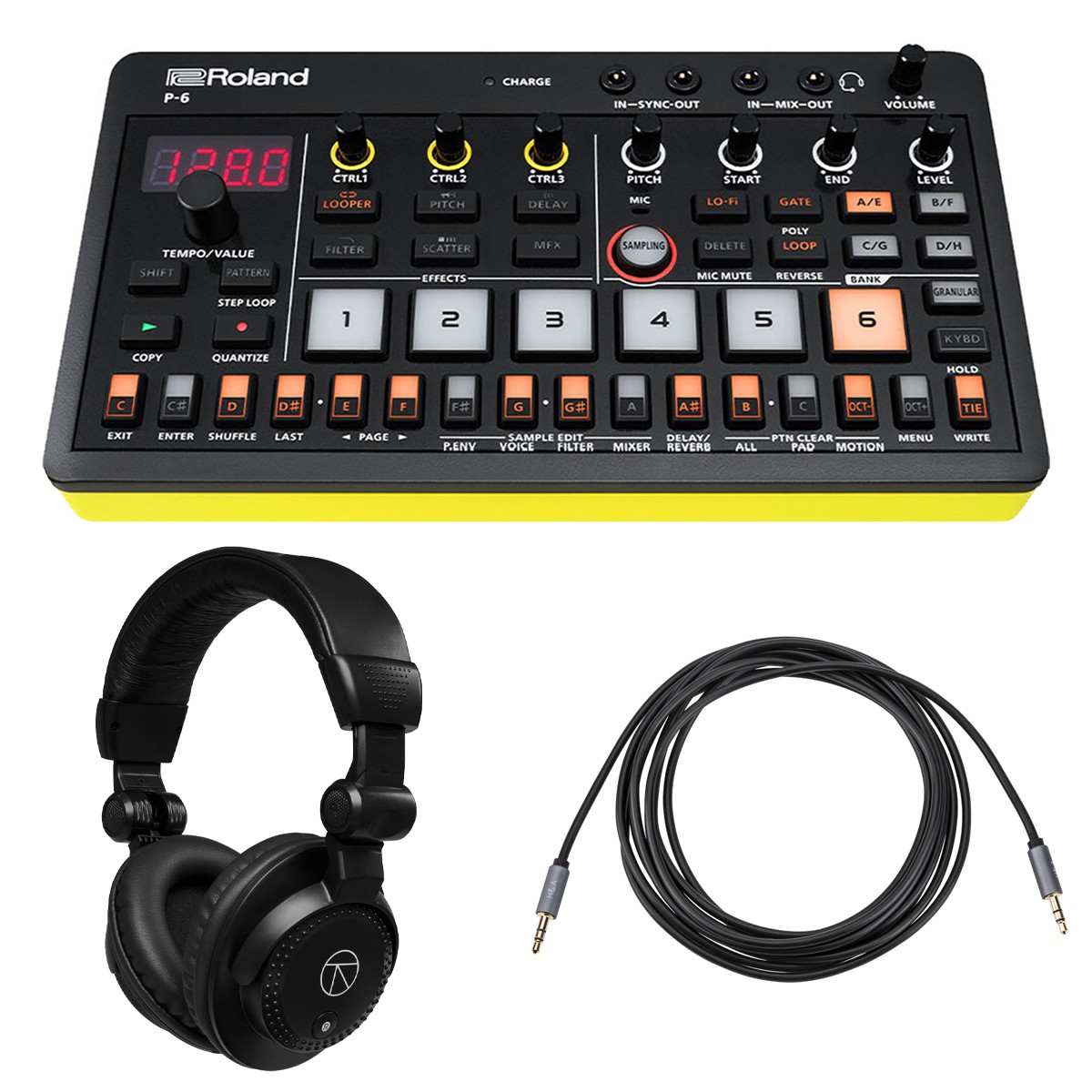 Roland P-6 AIRA Compact Creative Sampler, Bundle with TAPH100 Closed-Back Studio