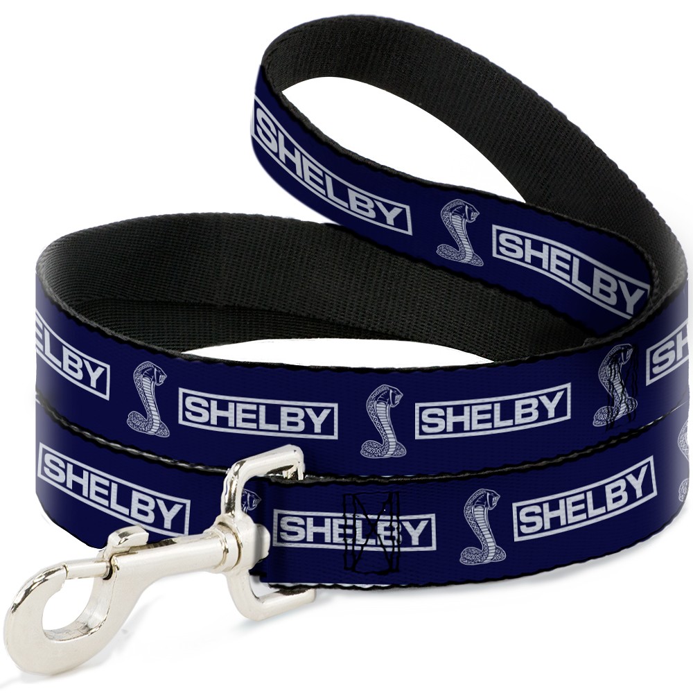 Dog Leash 6-FEET SHELBY Box Logo and Super Snake Cobra Blue/White