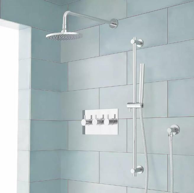 Signature Hardware Tosca Thermostatic Shower System with Rainfall Shower, Chrome