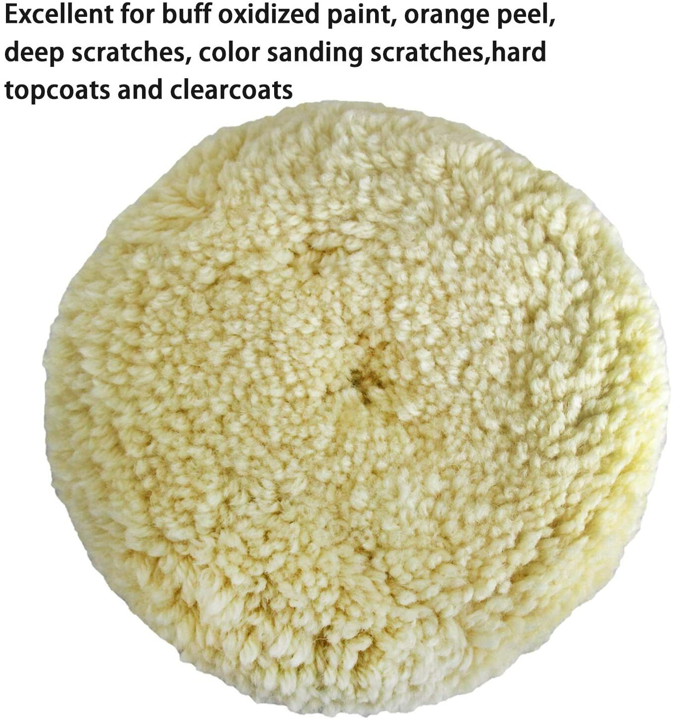 7Inch 100% Wool Hook & Loop Grip Buffing Pad for Compound Cutting & Polishing