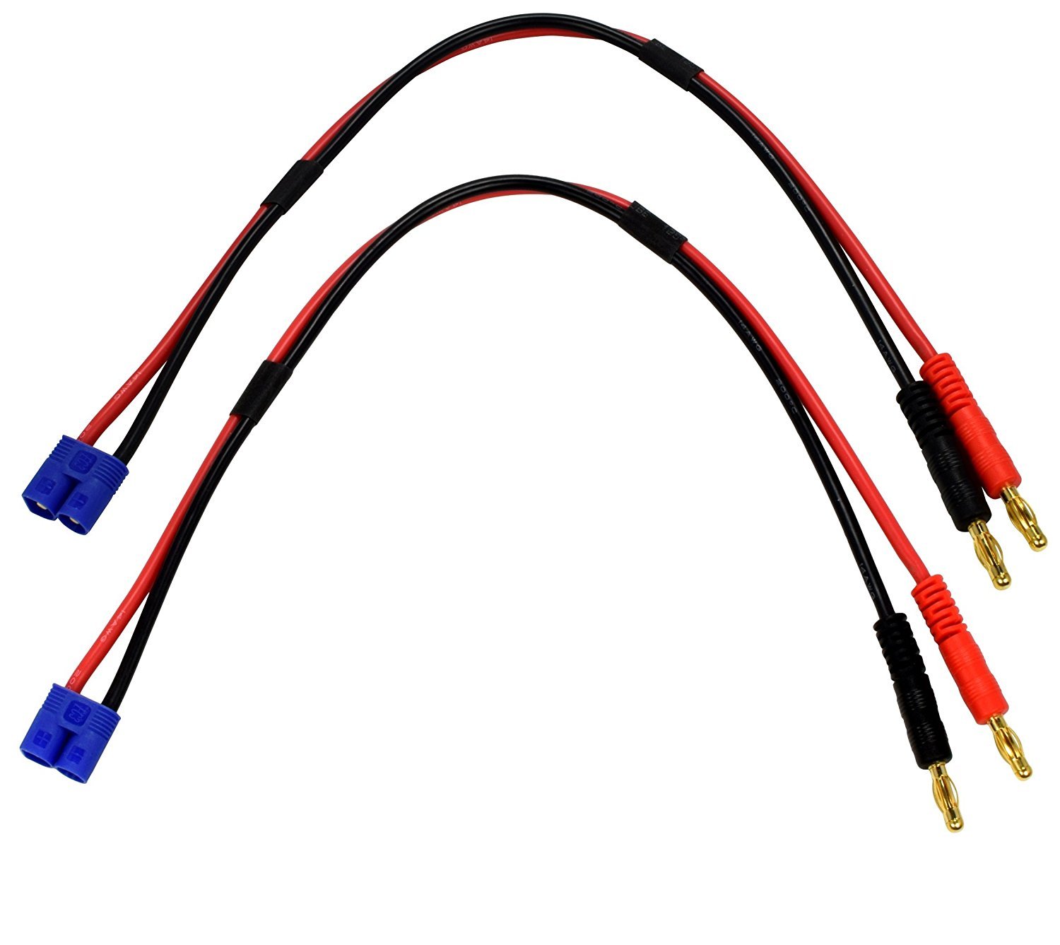 Apex RC Products EC3 - 4mm Banana Plugs Battery Charge Lead - 2 Pack #1405