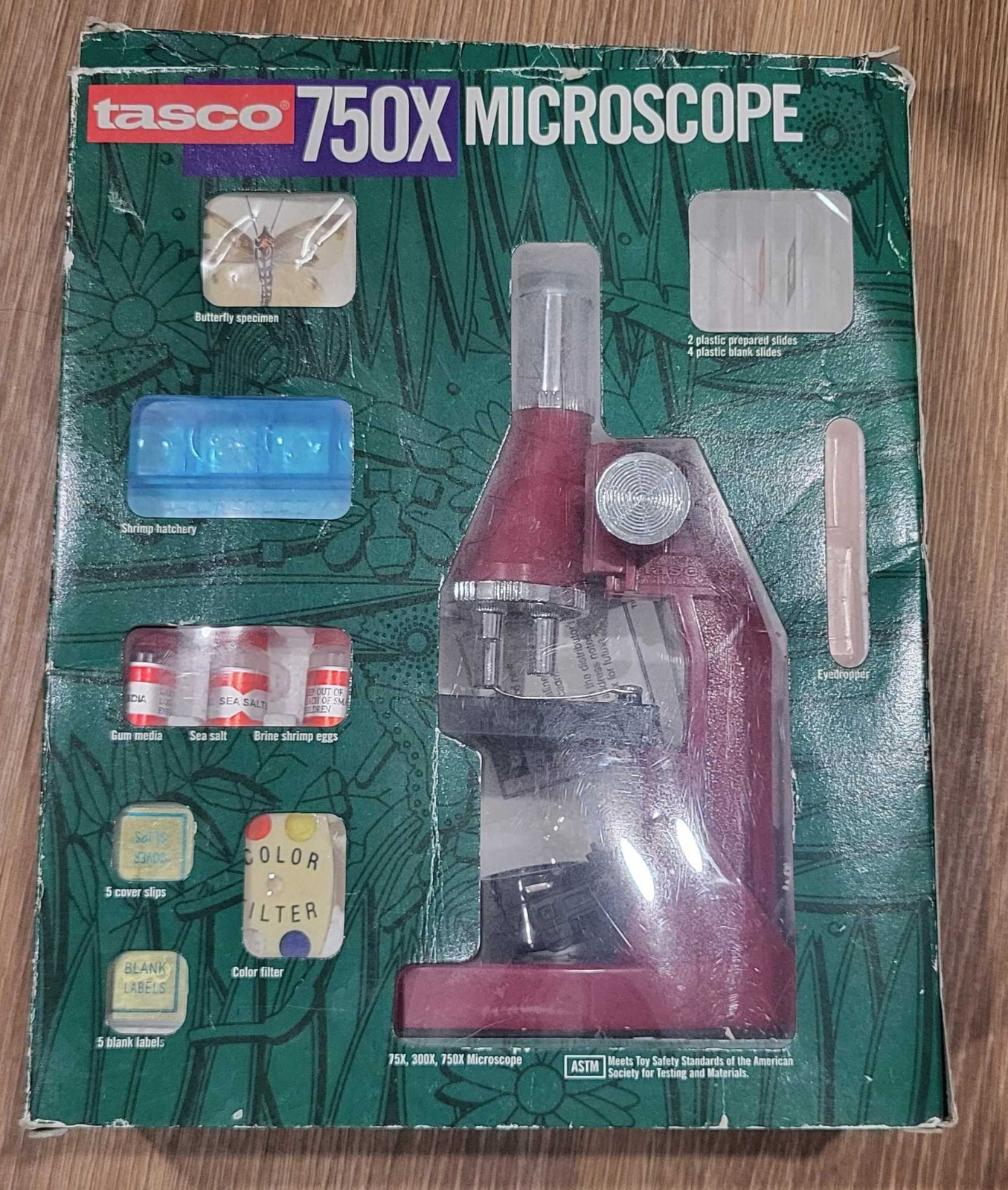 Tasco Red 750x Microscope set 1996 w/ OG Packaging Science Toy