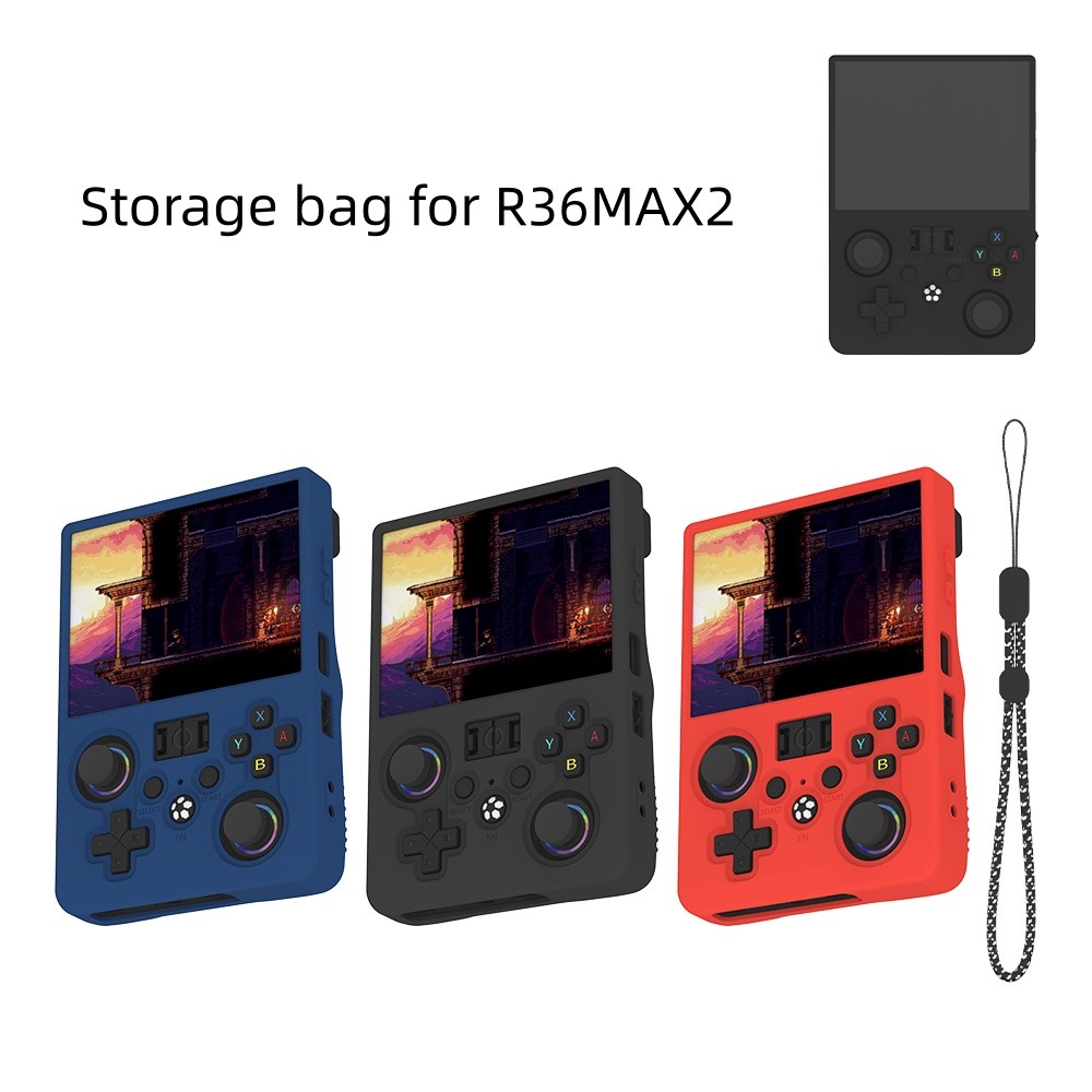 Protective Cover For R36MAX2 Game Console Shockproof Silicone Case with Lanyard