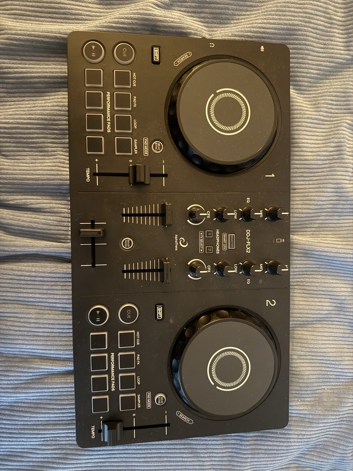 AlphaTheta DDJ-FLX2 Double Deck DJ Controller, Performance Pads, Black