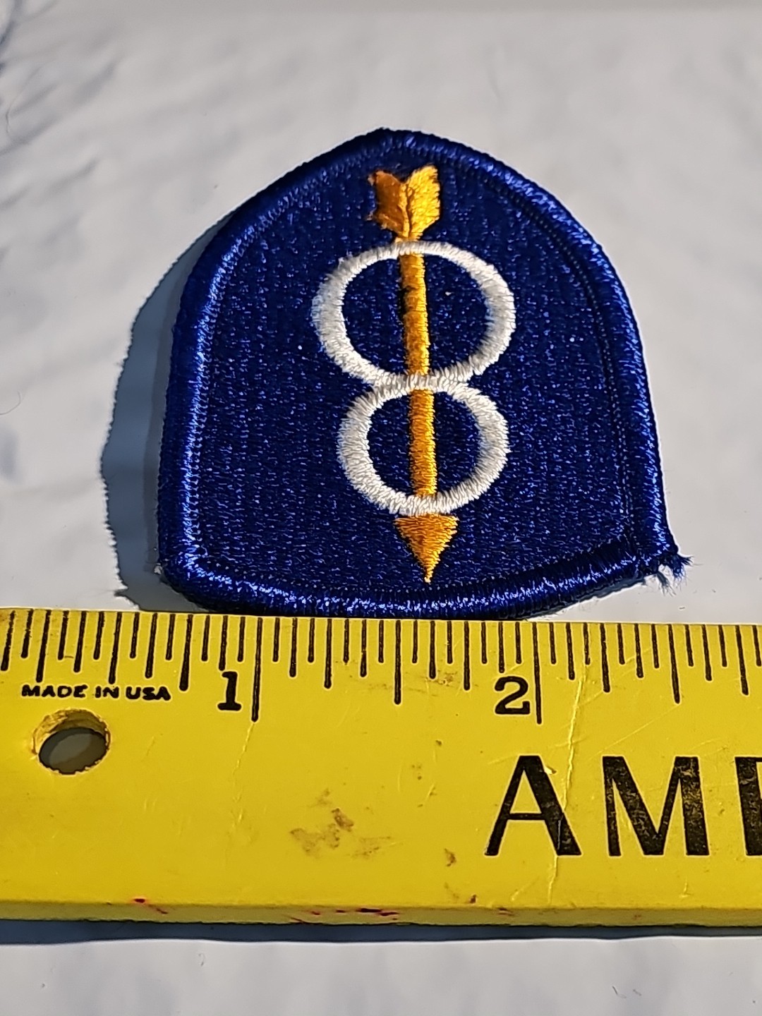 US Army 8th Infantry Iron On Patch Embroidered Blue Border New