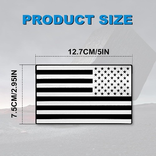2-Pack Embossed 3D Matte Black Metal Flag Emblem Decals for Vehi Color: Sliver