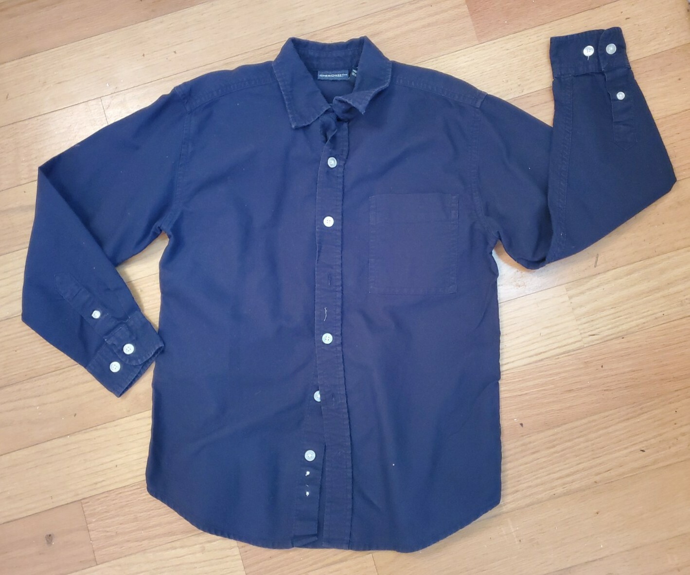 Boy Size Medium Navy Blue Cherokee Long Sleeve Buttondown Shirt