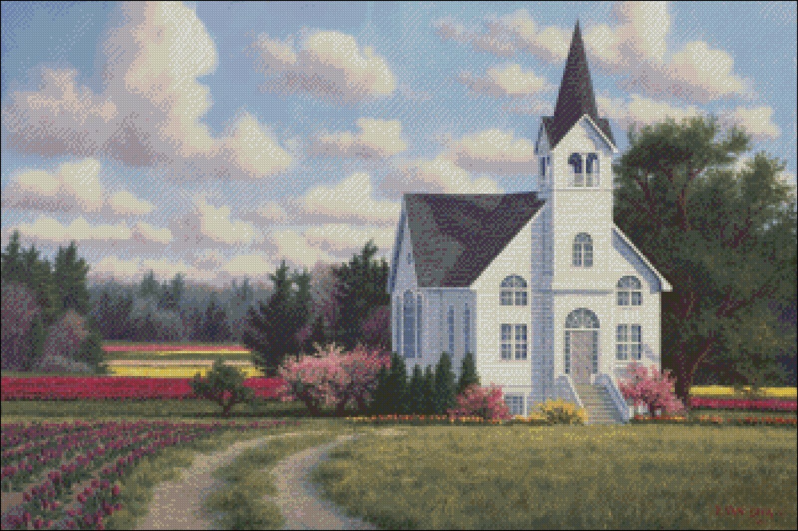 Conway Church II - Chart Counted Cross Stitch Patterns Needlework DMC Color