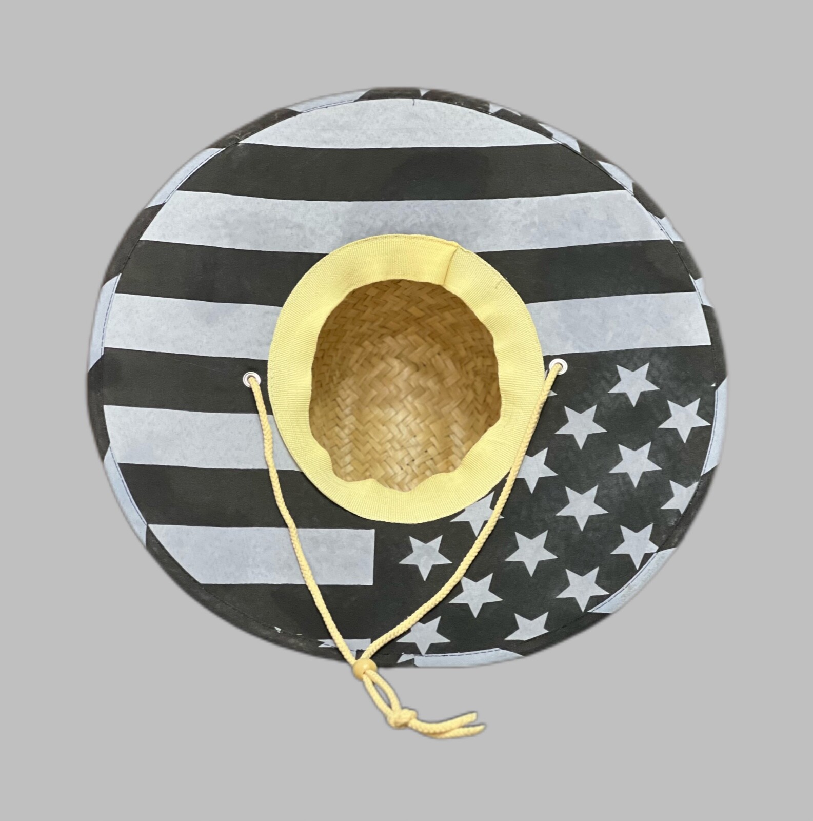 Sun Beach Cowboy Straw Hat Unisex - Wide Brim Drawstring One Size Design + Logo